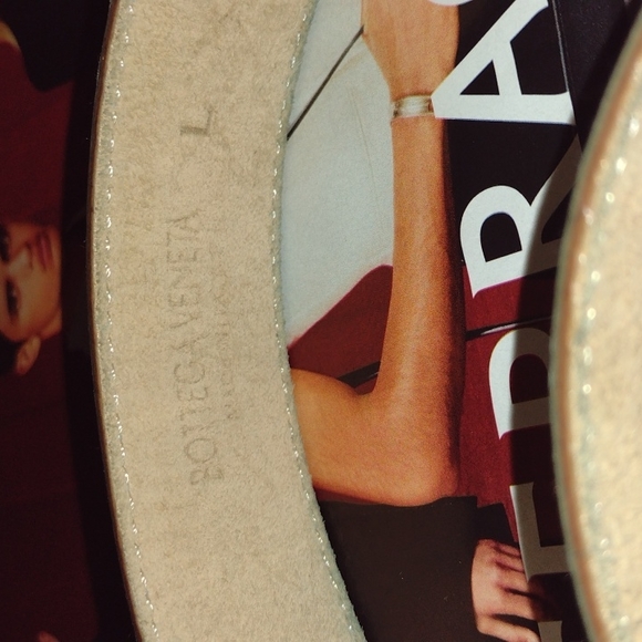 Vintage Bottega Veneta Blue & Gold Leather Belt size Large 33-36 - Picture 4 of 16